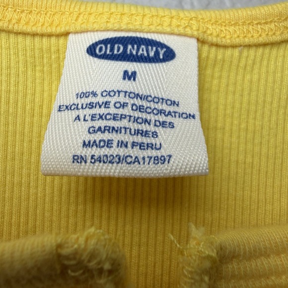 VTG Y2K Old Navy Womens Embroidered Strawberry Ribbed Lace Up Tank Size M Yellow - Picture 10 of 13